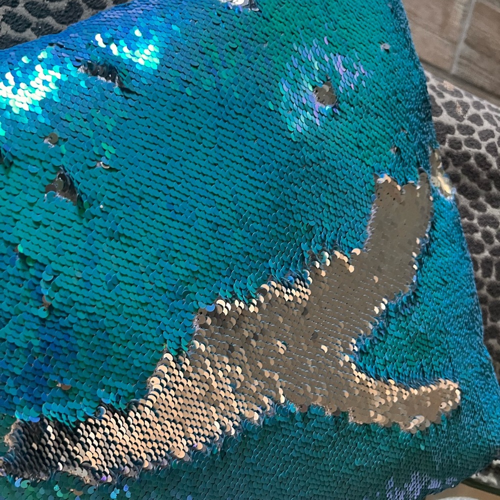 Reversible Sequin Pillow Cover – Blue & Silver